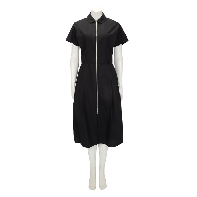 Hermès Cotton Poplin Mosaique Zip Dress FR 38 in Black from Blue Spinach