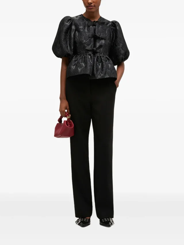 GANNI satin peplum tie blouse, photo 2 of 2 from FARFETCH