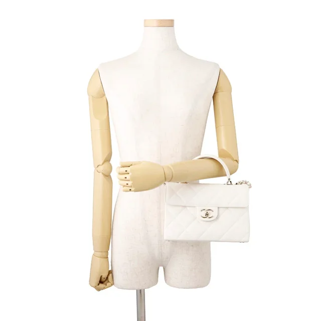 Chanel Matelasse Top Handle ChainShoulder Bag WhiteAS4711 Caviar Leather Size Mini in Caviar leather from GALLERY RARE, photo 4 of 17