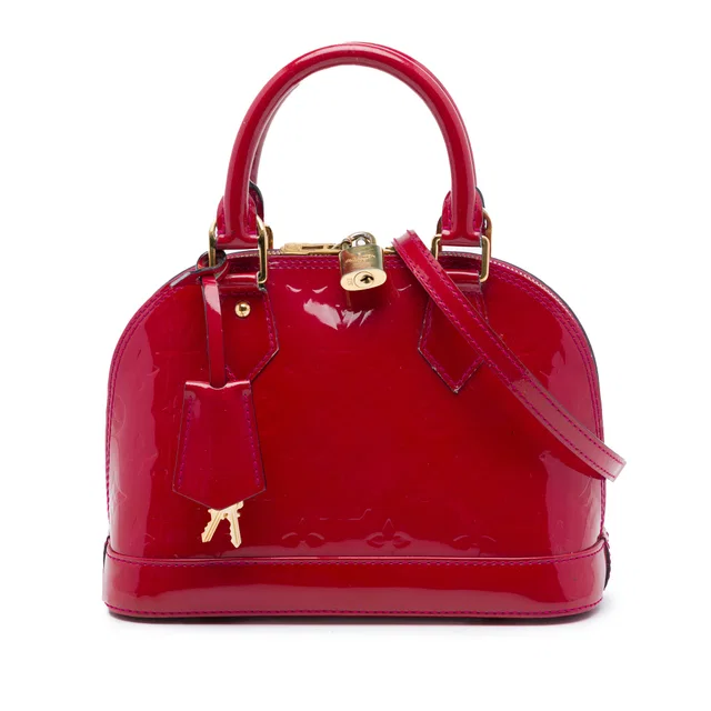 Pink Louis Vuitton Monogram Vernis Alma BB Satchel in Pink Leather from Designer Revival