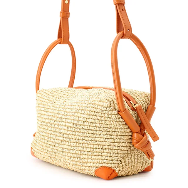 Bottega Veneta Loop top handle Natural/Burned Orange829212V5GX19254 Raffia Leather in Beige Raffia from GALLERY RARE, photo 2 of 2