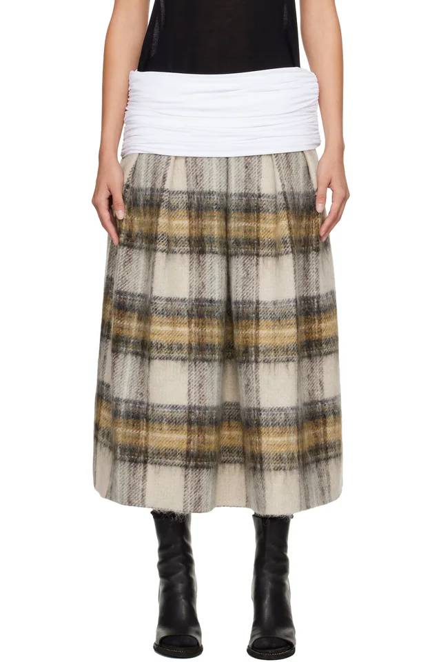 Stefan Cooke White & Gray Elastic Waist Midi Skirt from SSENSE, photo 1 of 1