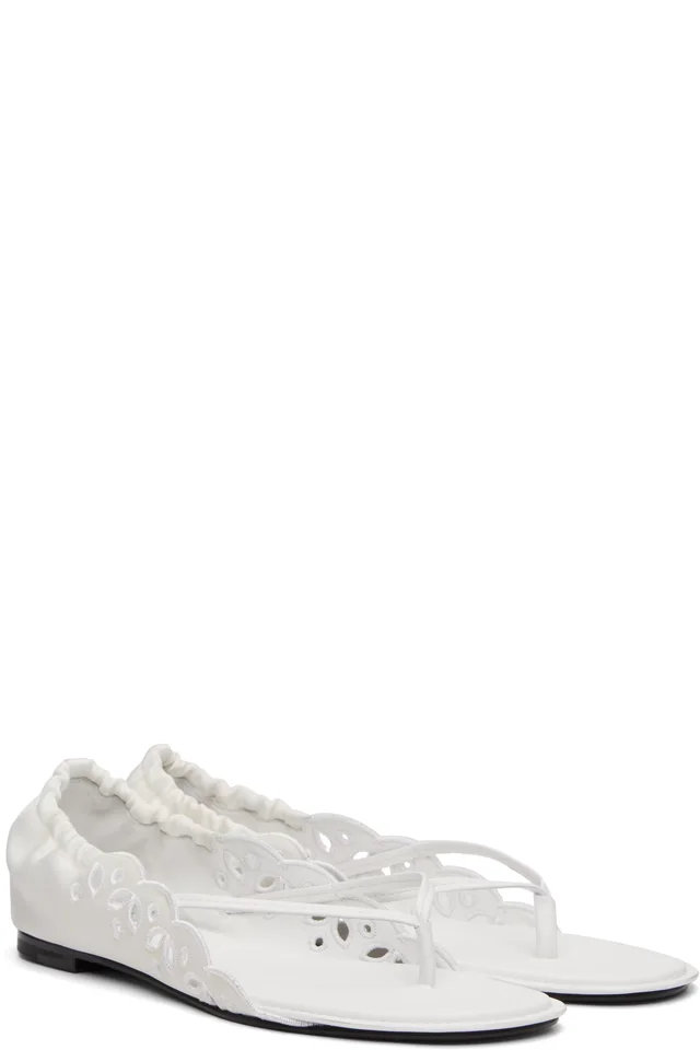 JACQUEMUS White 'The Flat' Sandals, photo 4 of 5 from SSENSE