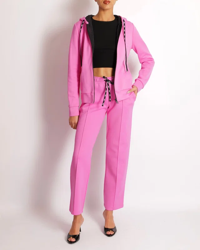 Fendi Pink Jacket and Sweatpants Sports Set with Embroidered Logo Detail Size IT 38/40 (UK 6/8) in Pink from Sellier