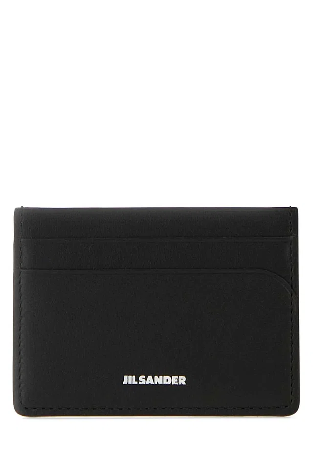 Jil Sander Curve Credit Card Case — Black Exterior: Calf Wallet in Black Calfskin from HEWI