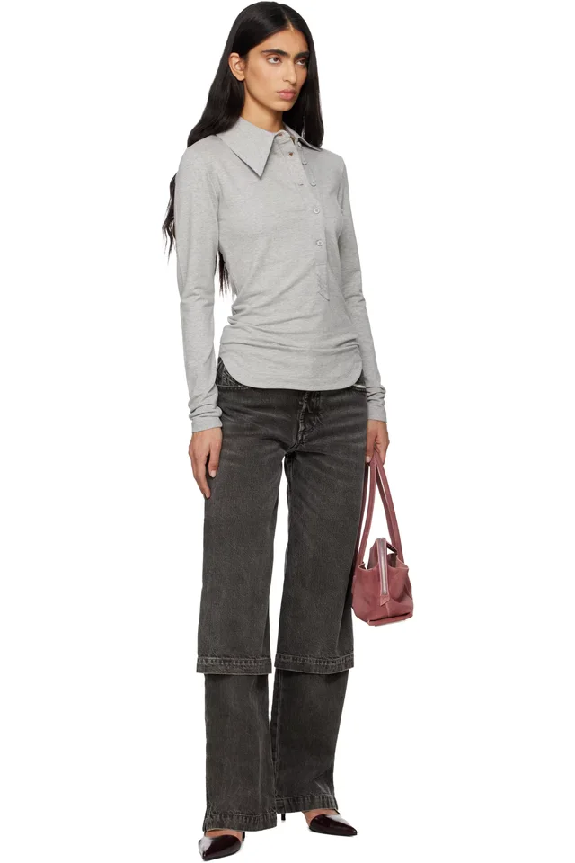 The Attico Grey Light American Fleece Polo, photo 4 of 4 from SSENSE