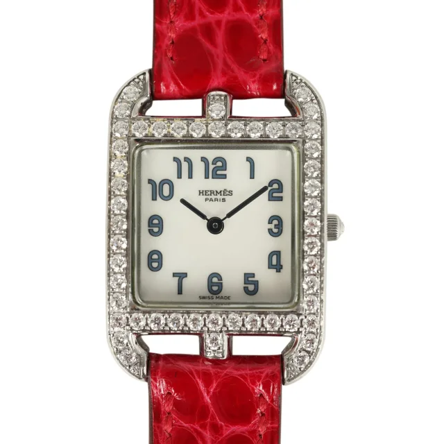 Hermès Cape Cod Watch Large Braise Shiny Alligator Steel Hardware & Diamonds in Crocodile from Madison Avenue Couture, photo 3 of 9