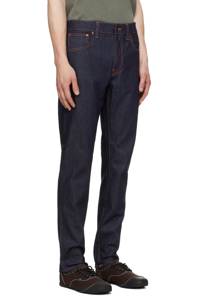 Nudie Jeans Navy Lean Dean Jeans, photo 2 of 4 from SSENSE