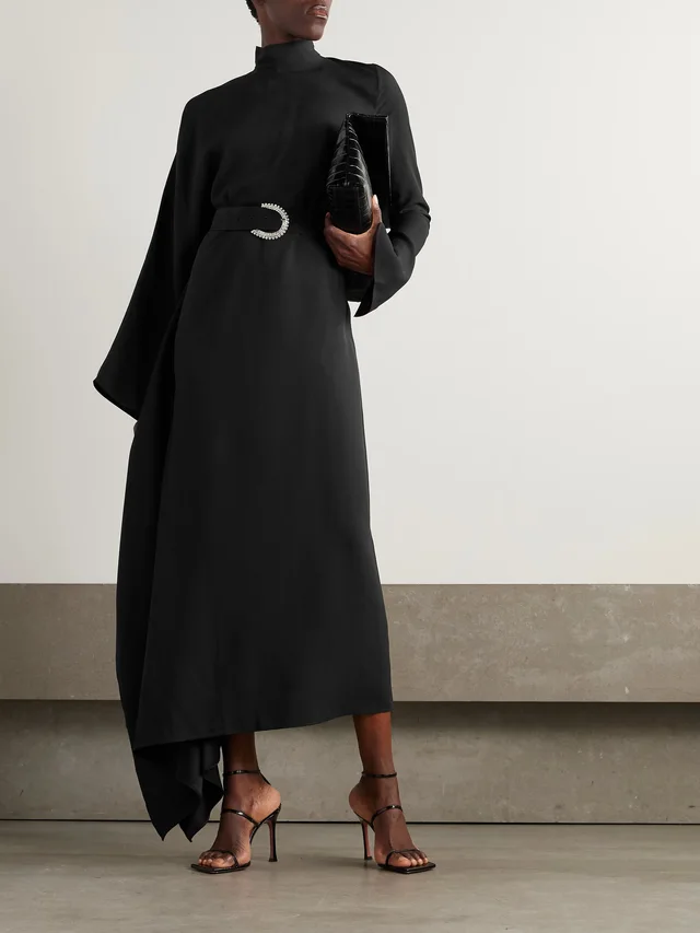 TALLER MARMO Tanning belted crystal-embellished cady turtleneck midi dress in Black, photo 2 of 2 from NET-A-PORTER (Canada)
