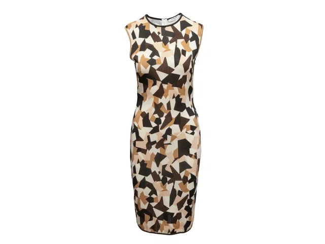 Brown & Multicolor Givenchy Geometric Print Sleeveless Dress Size US M in Brown from Designer Revival