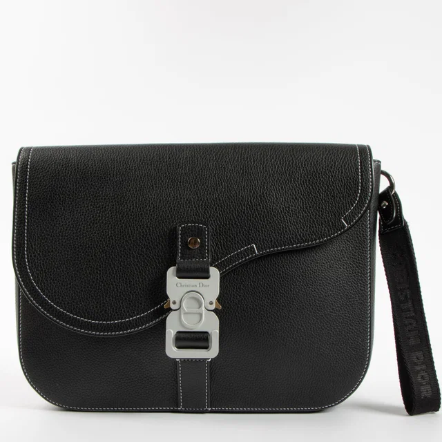 Dior Black Leather Saddle Clutch in Black Leather from Labellov