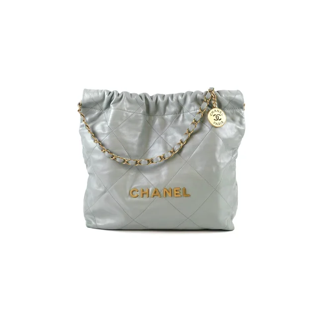 Chanel Small 22 Bag Light Mint Green GHW Microchipped in Green Leather from The Purse Affair