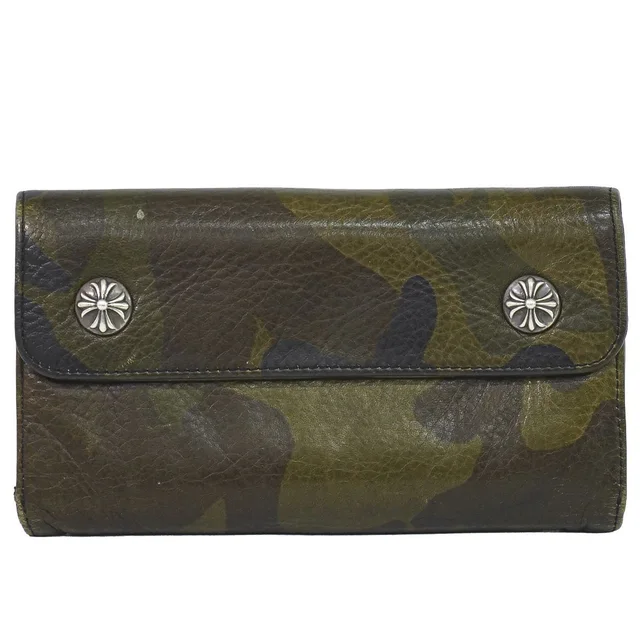 Chrome Hearts Wave Wallet Camouflage Pattern Leather Khaki in Green Leather from The Reluxe