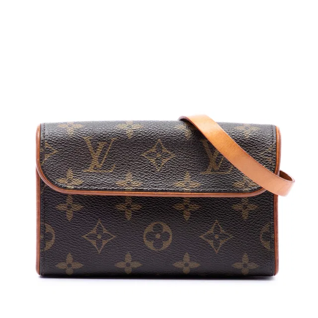 Brown Louis Vuitton Monogram Pochette Florentine Belt Bag in Brown Coated canvas from Designer Revival