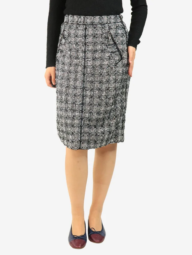 Louis Vuitton Silver embellished midi skirt - size UK 10 in Silver from Sign of the Times