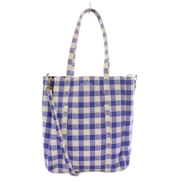Balenciaga Tote Bag Handbag Shoulder Check Blue in blue from Poshmark