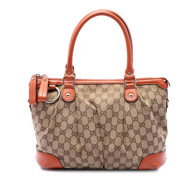 Orange Gucci GG Canvas Sukey Satchel in Orange Canvas from Designer Revival