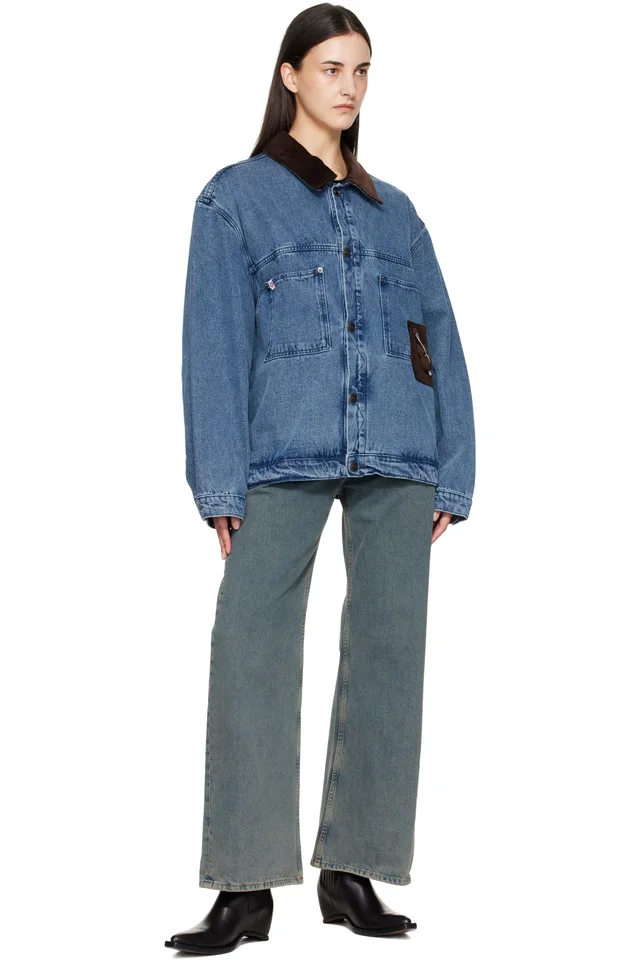 Charles Jeffrey LOVERBOY Blue Corduroy Collar Denim Jacket, photo 4 of 4 from SSENSE