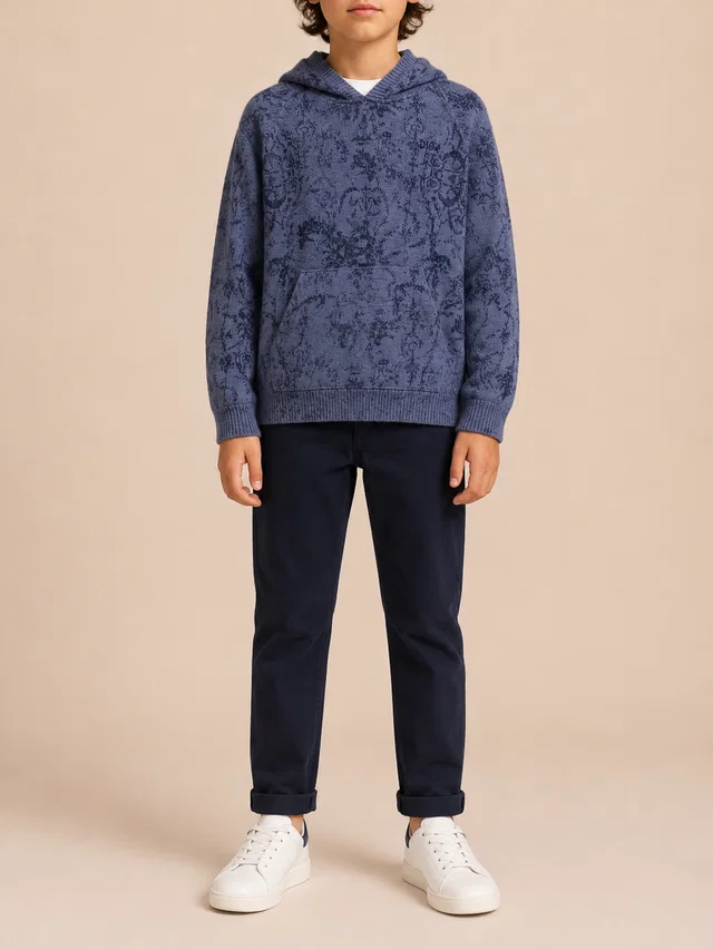 Dior Kids Blue Floral Hooded Jumper with Logo Size 10 years in Blue from Sellier