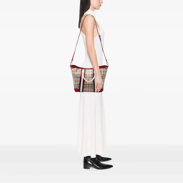 Beige Burberry Medium Haymarket Check Coated Canvas Jameson Tote in Beige Coated canvas from Designer Revival, photo 5 of 5
