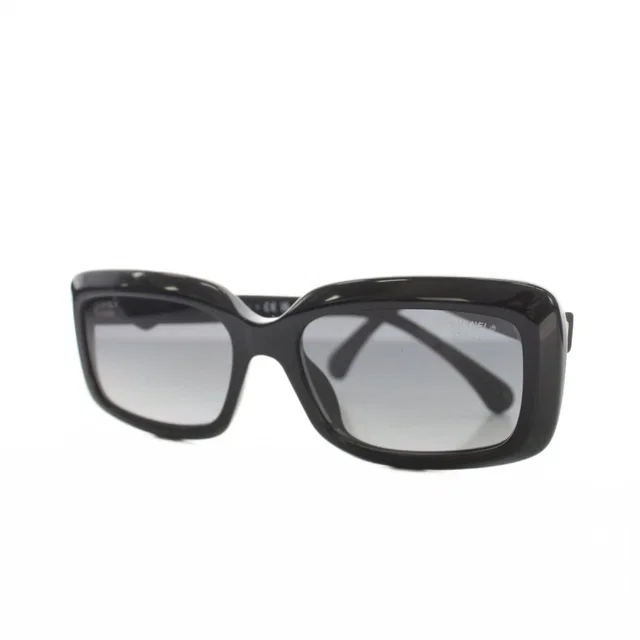 Chanel Sunglasses Heart CC Logo Black Square Frame Eyewear in Black from The Reluxe