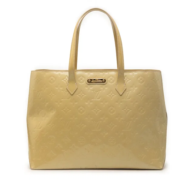 Yellow Louis Vuitton Monogram Vernis Wilshire MM Tote Bag in Yellow Leather from Designer Revival