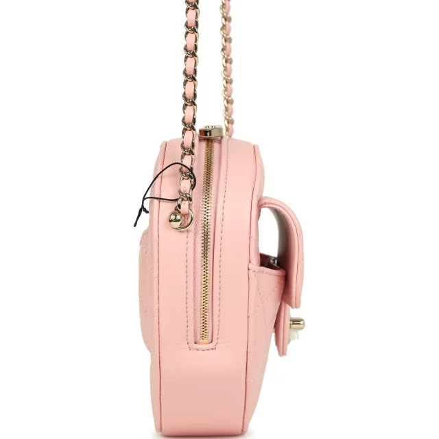 Chanel CC In Love Large Heart Bag in Pink Lambskin from Madison Avenue Couture, photo 3 of 9