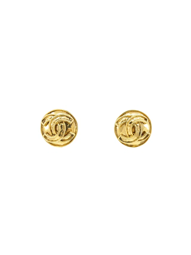 1994 Chanel Oversized Logo Button Earrings from Arcade Vintage