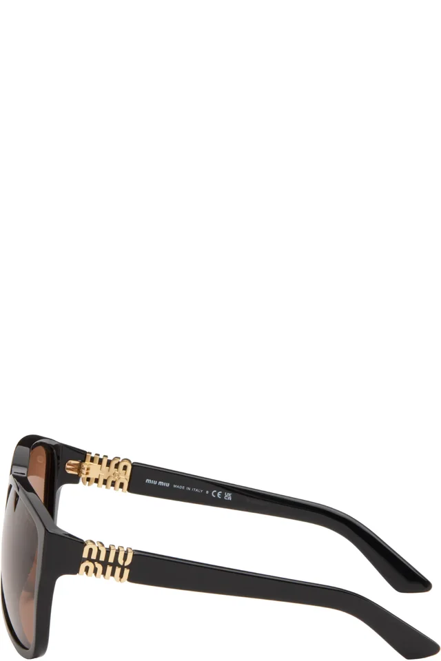 Miu Miu Eyewear Black Aviator Sunglasses, photo 3 of 4 from SSENSE
