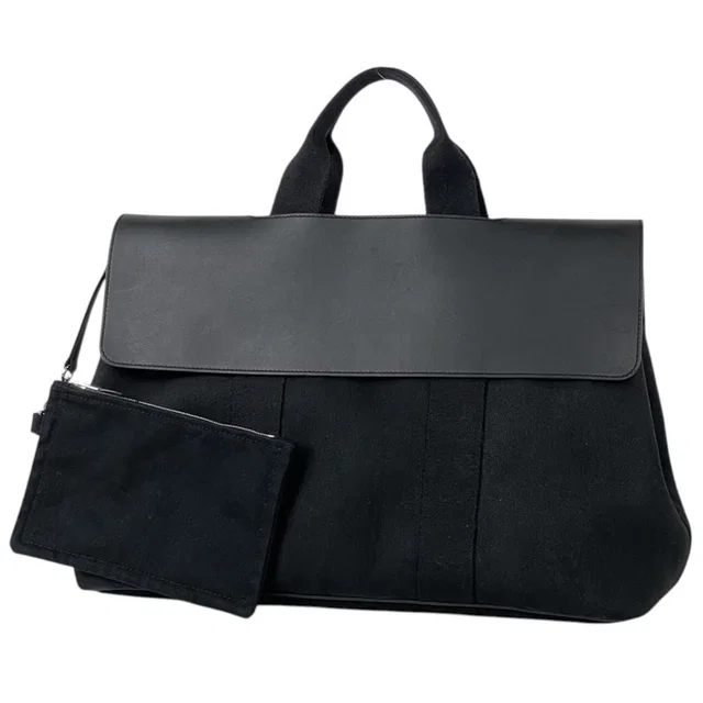 Hermès Valparaiso MM Handbag Toile Chevron Black in Black Leather from The Reluxe