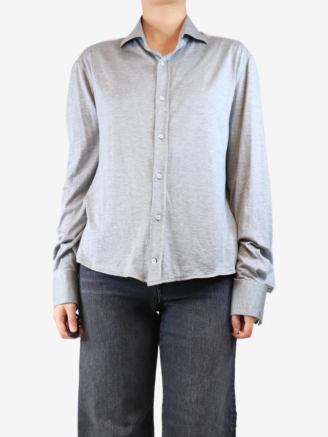 Brunello Cucinelli Grey jersey shirt - size M in Grey Silk from Sign of the Times
