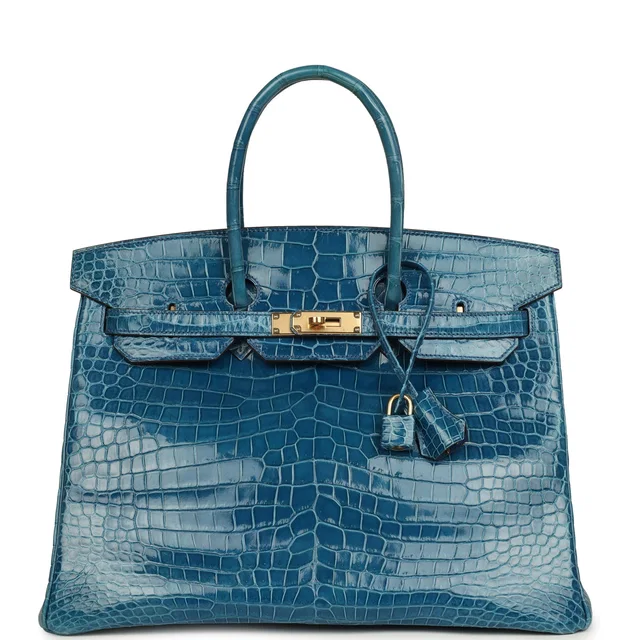 Hermès Birkin 35 Mykonos Shiny Porosus Crocodile Gold Hardware in Crocodile from Madison Avenue Couture