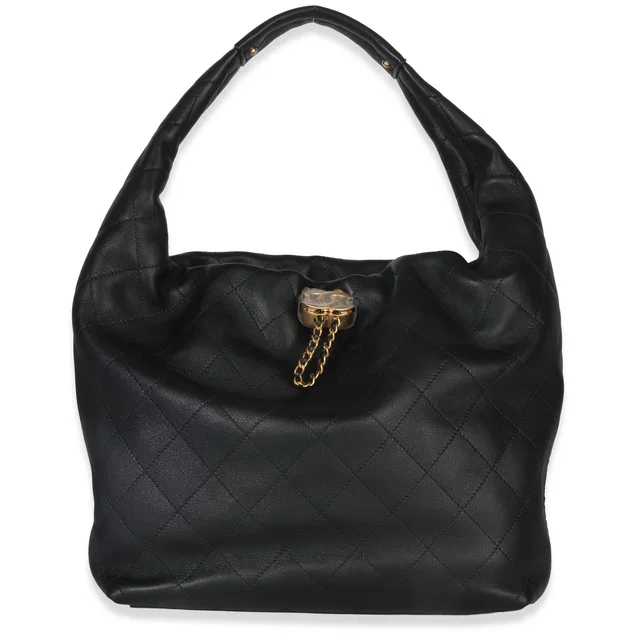 Chanel 26c Black Quilted Calfskin Large Hobo Leather Handbag in Black Calfskin from HEWI