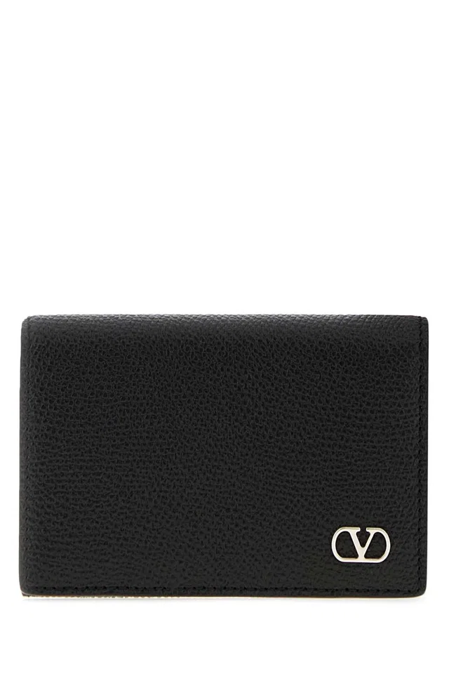 Valentino Garavani Holder Card Case — Black Wallet in Black Leather from HEWI