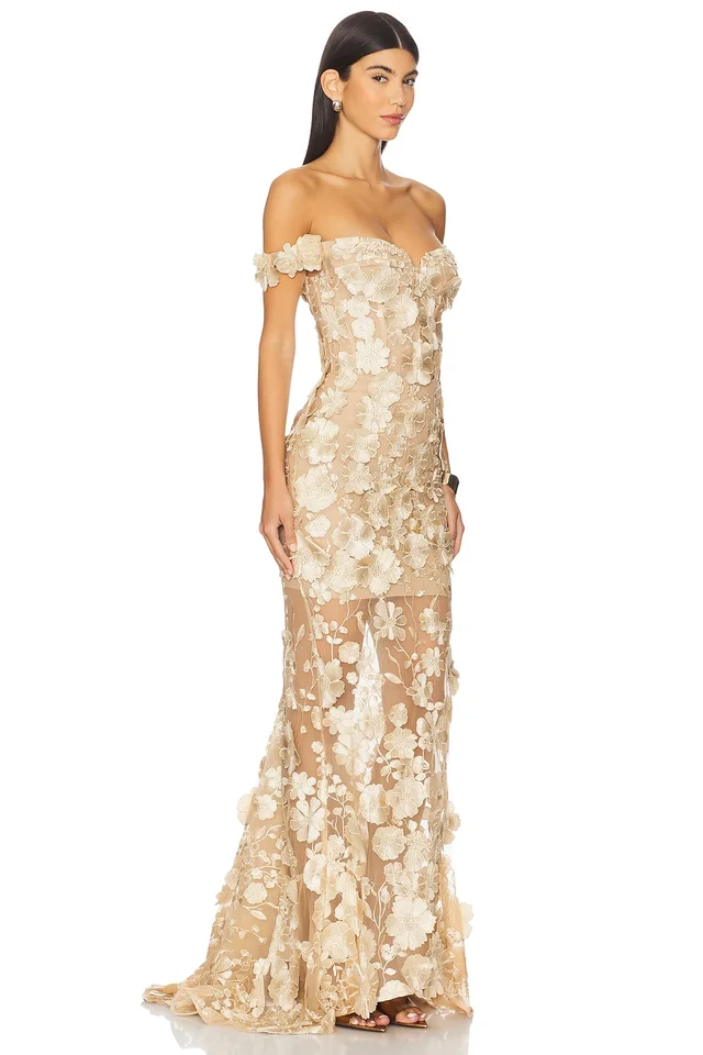 Bronx Banco Jasmine Off The Shoulder Gown in Gold, photo 2 of 3 from REVOLVE (Canada)