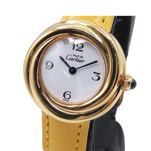 Cartier Trinity White Leather Stainless Steel Vermeil Watch Quartz in White Leather from The Reluxe