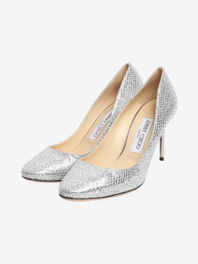 Jimmy Choo Silver sparkly heels - size EU 36 (UK 3) in Silver Leather from Sign of the Times, photo 2 of 2