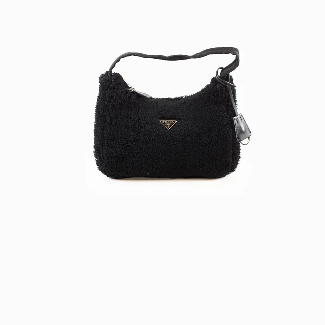 Prada Re-Edition 2000 Shearling Black in Black from The Purse Affair