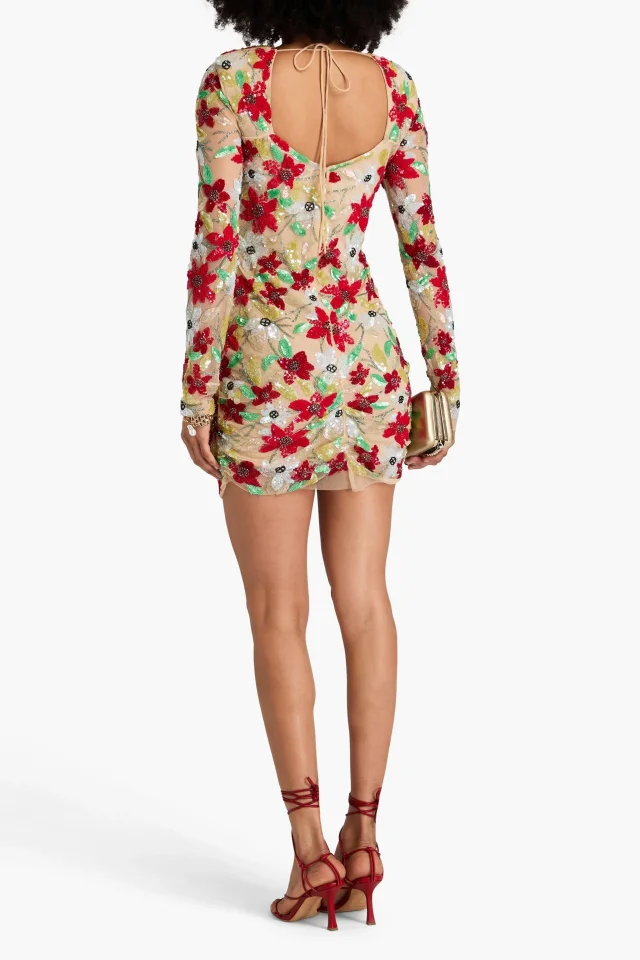 Rachel Gilbert Thea Embellished Tulle Mini Dress in Red, photo 3 of 4 from THE OUTNET