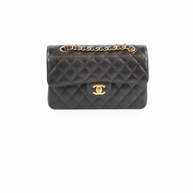 Chanel Small Black Caviar GHW Classic Flap 31 Series in Black Caviar leather from The Purse Affair