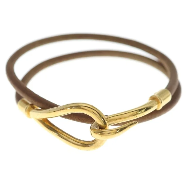 Hermès Jumbo Bracelet Gold Leather Brown in Brown Leather from The Reluxe