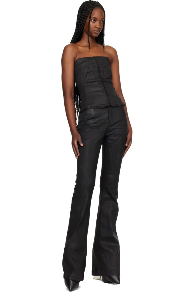 Rick Owens DRKSHDW Black Temple Bustier Denim Top, photo 4 of 4 from SSENSE
