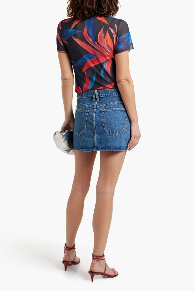 Slvrlake Re-Work Paneled Denim Mini Skirt in Light denim, photo 3 of 4 from THE OUTNET