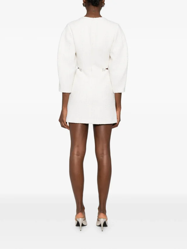 Maje short balloon-sleeve tweed dress in White, photo 4 of 5 from FARFETCH