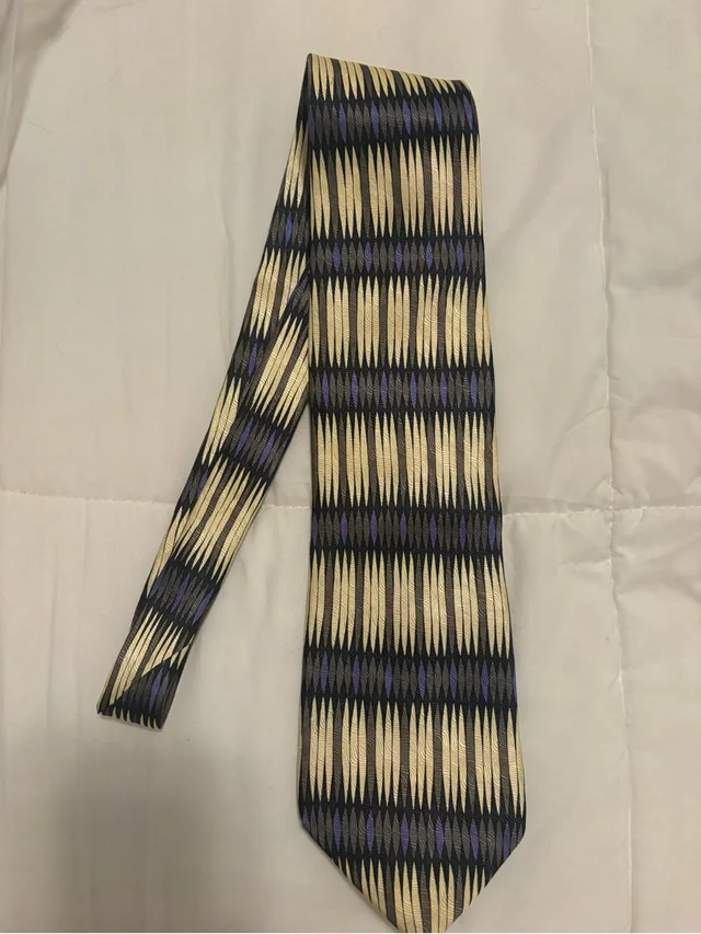 Mulberry Cream And Navy Geometric Silk Tie in blue Silk from Poshmark