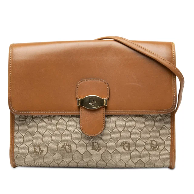 Beige Dior Honeycomb Coated Canvas Crossbody in Beige Coated canvas from Designer Revival