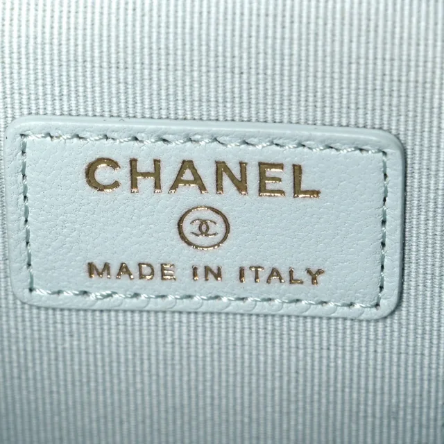 Chanel Quilted Top Handle Mini Vanity Case in Blue Lambskin from FASHIONPHILE, photo 6 of 12