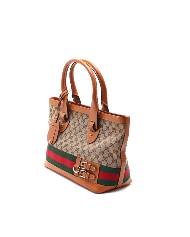 Gucci GG Web Heritage Tote Bag in Canvas from A Retro Tale, photo 2 of 9