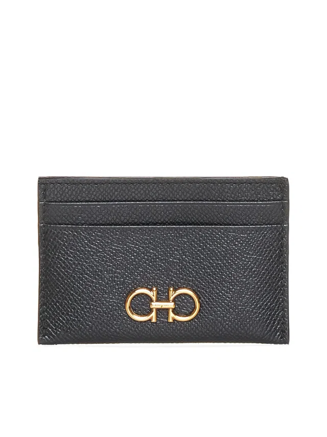 Ferragamo Gancini Card Case — Black Calf Leather Wallets & Purses in Black Calfskin from HEWI