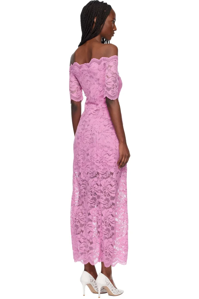 Rabanne Pink Lace Maxi Dress, photo 3 of 4 from SSENSE